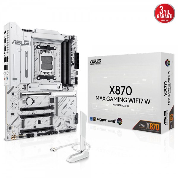 ASUS X870 MAX GAMING WIFI7 W DDR5 HDMI DP PCIE 5.0 AM5 ATX BEYAZ
